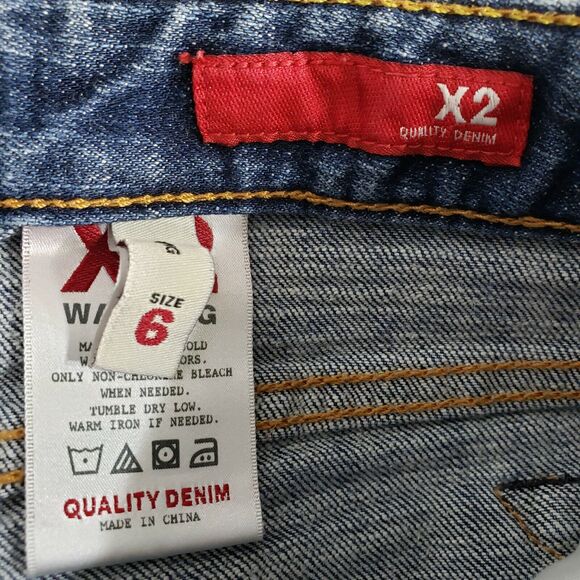 X2 Womens Jeans Size 6 Long Slim W10 Low Rise Boot Cut Dark Wash Stretch - Picture 8 of 11